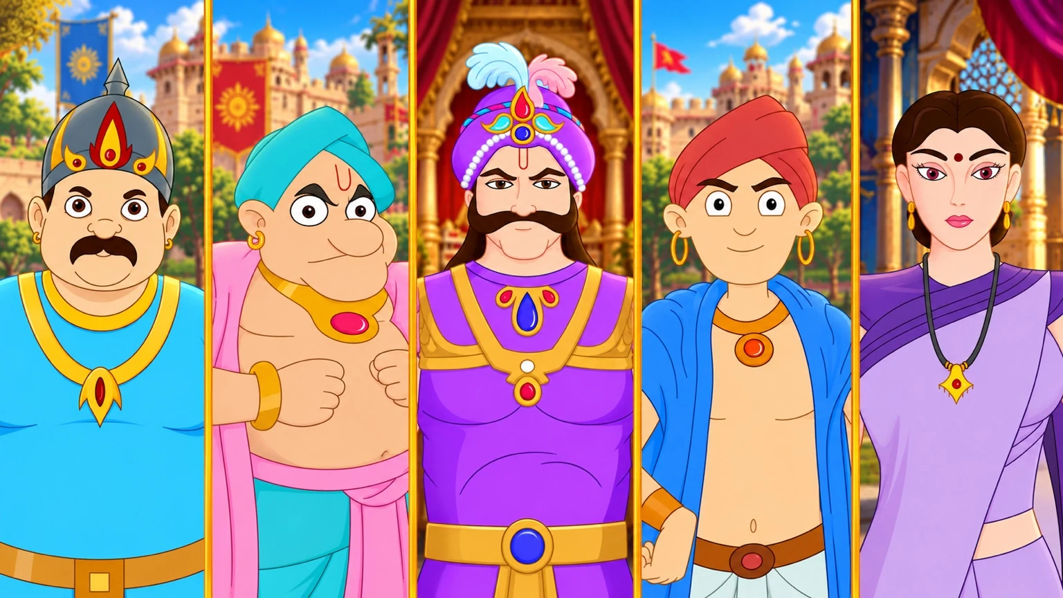 The central characters of Rajguru & Tenaliram gathered across the royal world